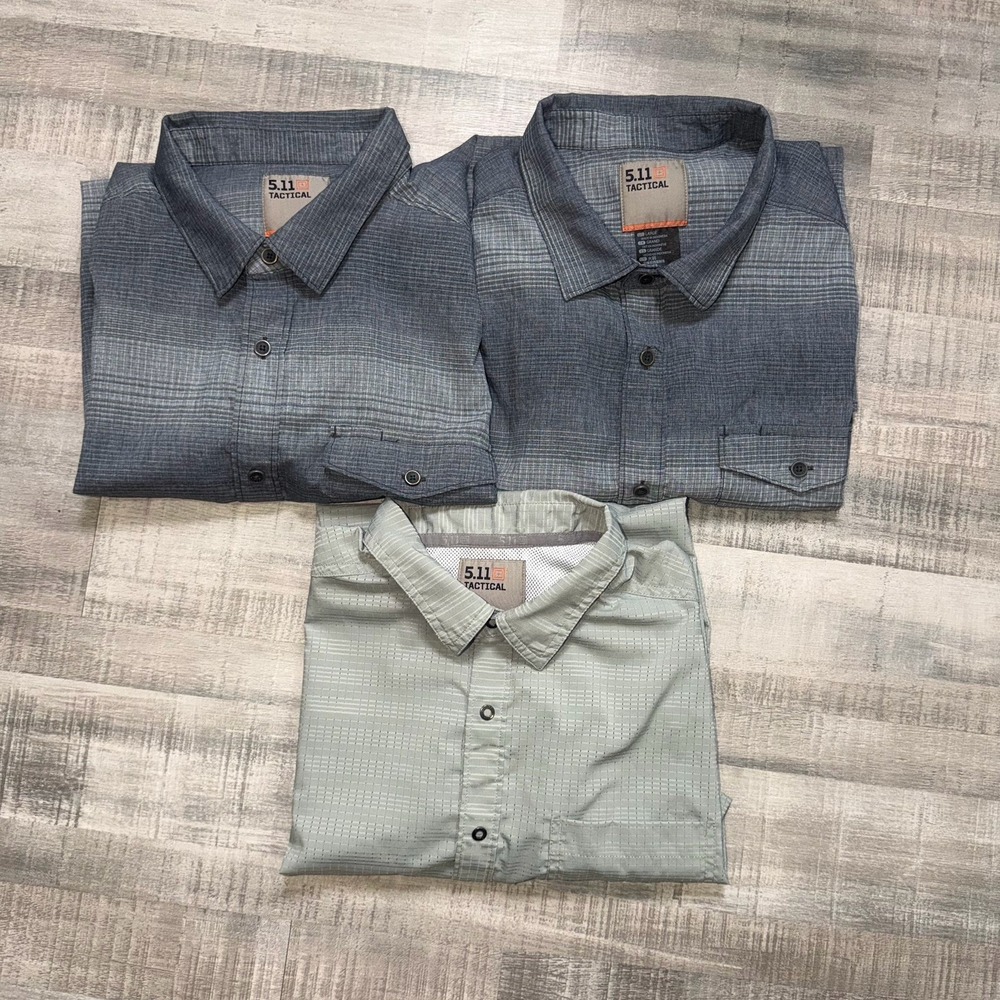 5.11 Tactical Series Carry Conceal Shirt Men L Plaid Solid Snap Button Lot Of 3